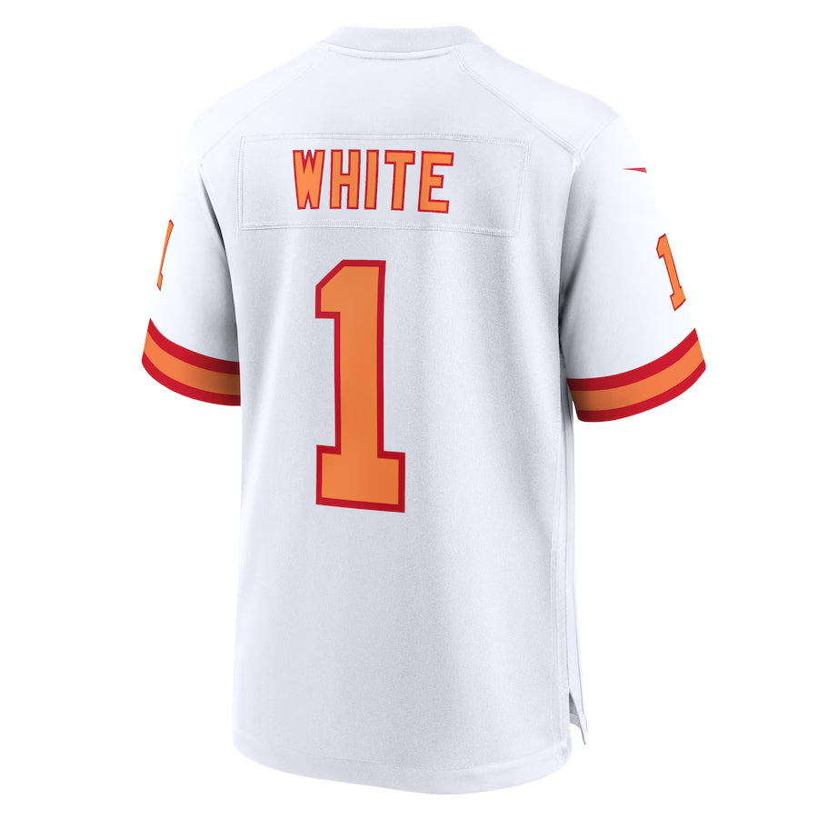 Custom #1 White TB Football Shirt Top
