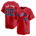 Custom USA Baseball 2026 World Baseball Classic Alternate Stadium Jersey - Red