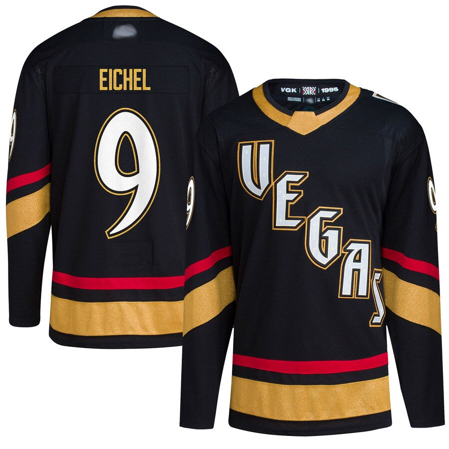 Custom #9 Black Retro VGK Hockey Shirt Top