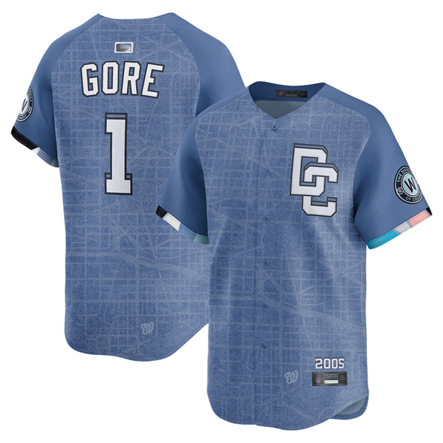 Custom #1 Blue City Connect WSH Baseball Shirt Top