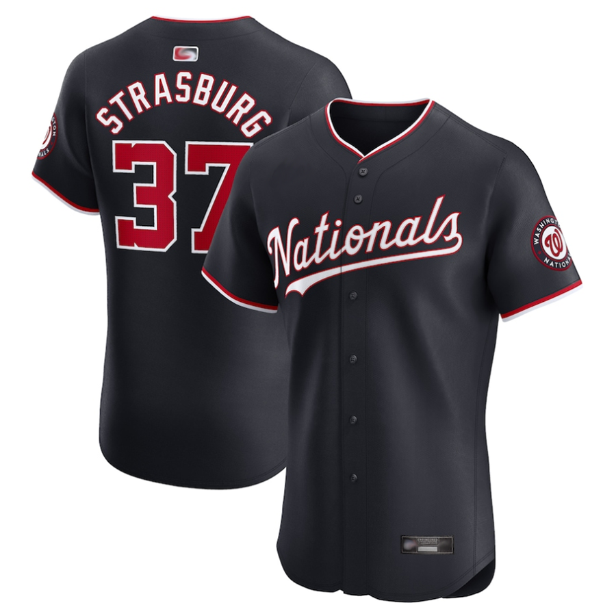 Custom #37 Navy WSH Baseball Shirt Top