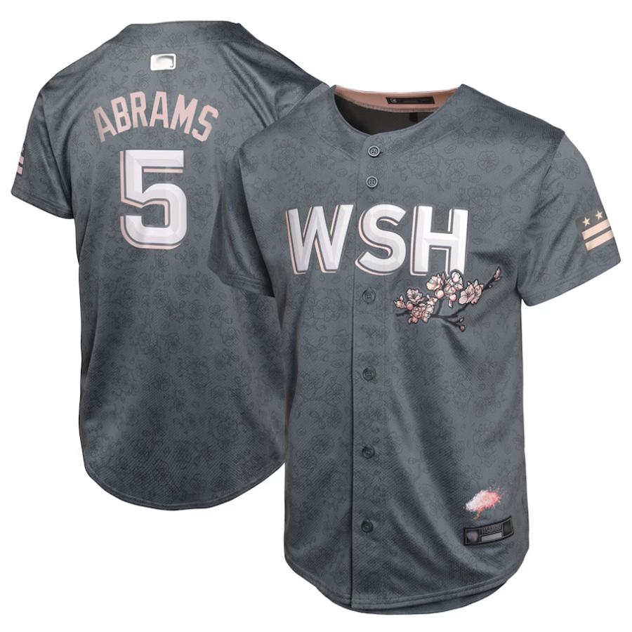 Custom #5 Charcoal City Connect WSH Baseball Shirt Top